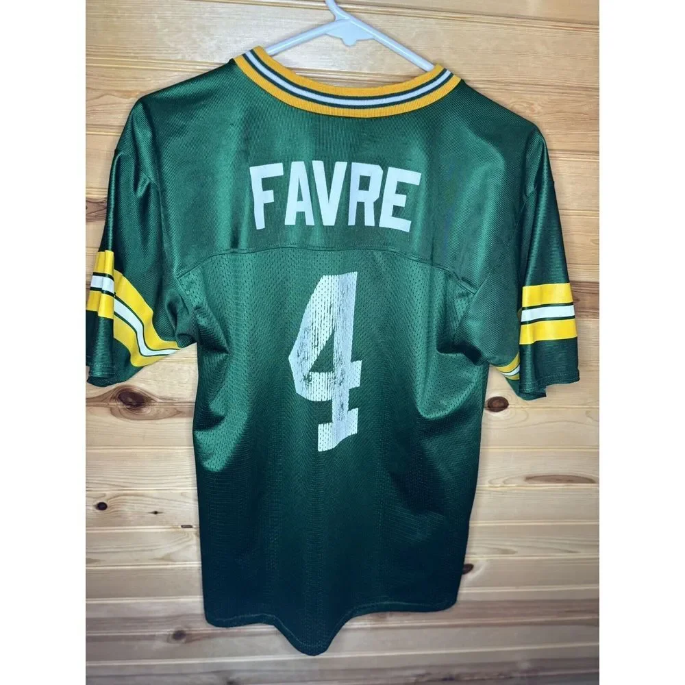 Vintage Logo Athletic‎ Green Bay Packers Brett Favre Jersey YOUTH Size L Large - Picture 3 of 6